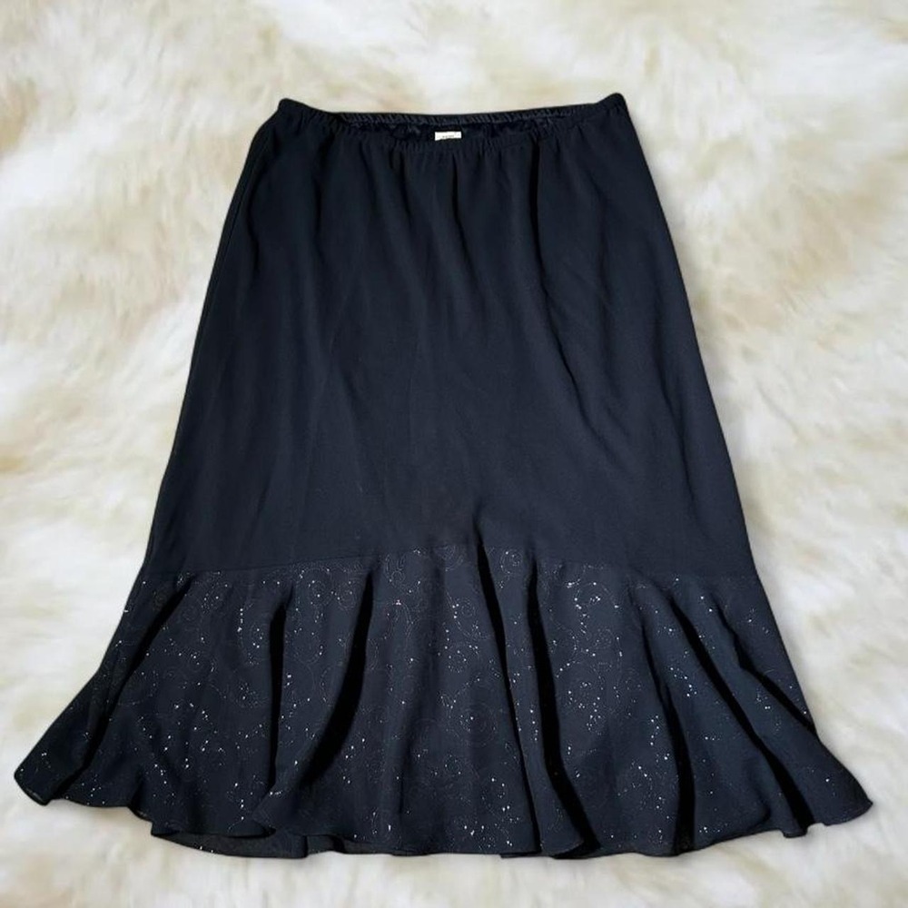 Y2K Navy Blue Flare Glitter Fairy Skirt Vintage 22W 2XL Whimsigoth Boho Sparkly